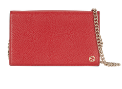 Gucci Wallet On Chain, Leather, Red, 460506, 3*